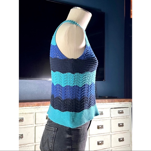Anthropologie Jenette Crochet Blue Halter Sleeveless Sweater Top NWT New XS - Picture 6 of 11